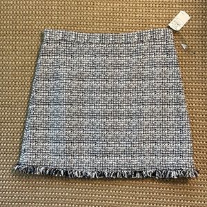 Alice and Olivia black and white tweed fringe skirt.